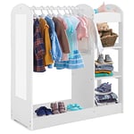 DREAMADE Portant Enfant avec Miroir et Étagère Penderie Fille 2+ Ans en Bois avec Tringle à Vêtements Garde-Robe Tout-Petits Jolie&Robuste&Stable (Blanc)