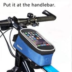 Mountain bike riding equipment accessories frame bag touch screen mobile phone bike bag-blue_7 inch