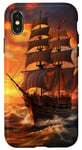 Coque pour iPhone X/XS Bateau pirate bateau nautique capitaine freebooter voile coucher de soleil
