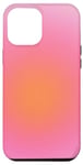 Coque pour iPhone 15 Pro Max Aura rose et orange mignon dégradé damier dégradé