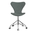 Fritz Hansen - 3117 Sjuan - Helklädd, Tyg, Hallingdal 130 - Skrivbordsstolar - Arne Jacobsen - Grå