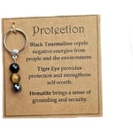 1PC SHealing Gemstone Keychain, Kristaller Sten Healing Stones Keychain Tillbehör, Spirituellt Stöd Söt Nyckelring(Skydd)