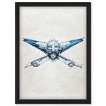 Blueprint Diagram X Wing Fighter Fantasy Fan Art Artwork Framed Wall Art Print A4