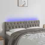 Sänggavel LED ljusgrå 160x7x78/88 cm sammet