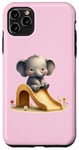 iPhone 11 Pro Max Pink Adorable Elephant on Slide Cute Animal Theme Case