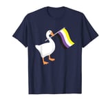 Goose Nonbinary Pride Flag LGBTQ Gay Parade Goose Game T-Shirt