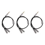 3Pcs Headset Splitter Cable 3.5mm Silver Headphone Splitters Mic Cables BGS