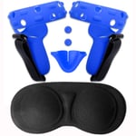 HUAYUWA Soft Silicone VR Touch Controller Grip Cover Set Fit for Oculus Quest 2, Includes 2 Handle Cover with 2 Hand Strap + 1 Nose Pad + 1 Lens Dust Cover (Blue)
