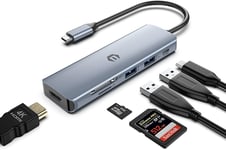 Hub USB C, Adaptateur USB C, 6 en 1 USB C a HDMI Hub USB C Dock Compatible MacBook Pro/Air Surface Pro 8 y Autres Dispositivos Type C(4K HDMI, 100W PD, 2 USB 3.0, Lecteurs de Tarjetas SD/TF)
