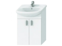 Csslr Plus hvid vaskeskab med to døre samt vask med hanehul & overløb i dimension 53x42 cm. Mål på møbel: H70,8 x B50,2 x D29,2 cm.