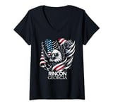 Womens Rincon Georgia 4th Of July USA American Flag V-Neck T-Shirt
