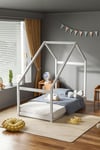 White Pine Wood House Frame Toddler Floor Bed