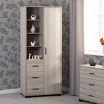 Oliver 1 Door 3 Drawer Open Shelf Wardrobe