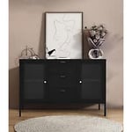 House Nordic Dalby sideboard glas och svart metall