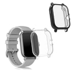 kwmobile Case Compatible with Huami Amazfit GTS 3 / GTS 2 / GTS 2e (Set of 2) - Smart Watch/Fitness Tracker Cover - Black/Transparent