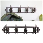Rustic Dog Tails Wall Mount Hook Rack Distressed Cast Iron 4 Hook Coats Hangers
