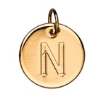 Bokstavshänge cirkel N – Ø12 mm, mässing pläterat med 9 karat guld
