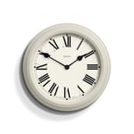 Jones Clocks® Savoy Round Metal Wall Clock - Home Décor - Living Room Clock - Kitchen Clock - Designer Clock - Roman Numeral Clock - Decorative Case - 30cm Wall Clock (Linen White)