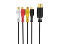 Sinox 5-pin DIN til 4 phono kabel. 0,2m. Sort