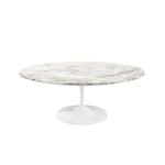 Knoll - Saarinen Oval Table - Soffbord, Vitt underrede, skiva i glansig vit Calacatta marmor - Vit - Vit - Soffbord - Metall/Sten