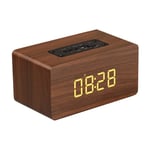 GALIMAXIA Double Speakers Wood Wireless Bluetooth Speaker Support Clock FM Sound System 3D Stereo Music Surround Speaker For Phone PC Bring you an excellent experience (Color : Brown)