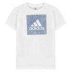 Adidas Must Haves Box Badge Of Sport Junior Tee Shirt Boys Kids White/blue Top