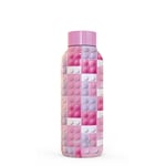 Quokka Solid Kids - Rostfritt stål dubbelvägg vakuumisolerad vattenflaska, bärbar termos 510 ml (Pink Bricks)