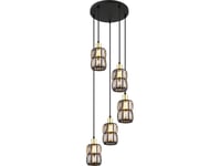 Globo Pendellampa Wolli 15761-5B Kristall Svart Rökt