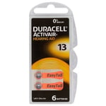 Duracell ActivAir hörapparatsbatterier storlek 13 6st batterier i en karta.