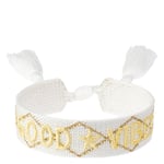 DARK Woven Friendship Bracelet "Good Vibes" White with Pale Yello