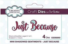 Sue Wilson Mini Shadowed Sentiments - Just Because,Silver,Largest Die 5.1 x 2.1 cm