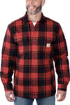 Carhartt Men's Flannel Sherpa Lined Shirt Jacket Red Ochre L, Red Ochre