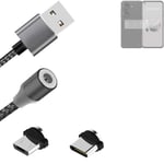 Magnetic charging cable for Asus Zenfone 10 with USB type C and Micro-USB connec