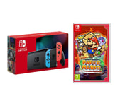 Nintendo Switch & Paper Mario: The Thousand-Year Door Bundle - Neon Red & Blue, Red,Blue