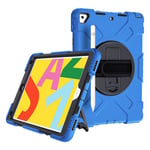 iPad 10.2 (2019) 360 degree durable dual color silicone case - Blue Outer Layer / Black