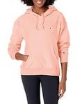 Champion Women's Reverse Weave Relaxed Hoodie (Retired Colors) Hooded Sweatshirt, Primer Pink Left Chest C, Medium