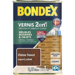 Bondex Vernis Bois 2 en 1 Protège et Embellit Aspect Satiné - 0,25L Couleur: Chêne foncé