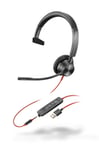 Poly Blackwire 3315, BW3315-M - Micro-casque mono filaire USB-A certifié pour Microsoft Teams