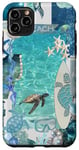 iPhone 11 Pro Max Blue Ocean Collage Sea Turtle Seashells Starfish Beach Lover Case