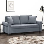 2-personers sofa med pyntepuder 140 cm velour mørkegrå
