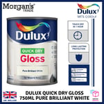 Dulux Quick Dry Gloss Pure Brilliant White Paint 750ml - Wood & Metal Low Odour