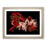 Red Fractal Abstract No.1 Modern Framed Wall Art Print, Ready to Hang Picture for Living Room Bedroom Home Office Décor, Oak A4 (34 x 25 cm)