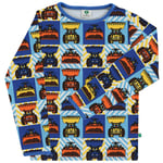 Småfolk Mønstret Langermet T-skjorte Med Gravemaskiner Blue Grotto | Blå | 7-8 years