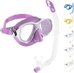 Cressi Marea Vip Jr, New Premium Colorama Snorkeling Set 7/13 Years (Made in Italy), Lilac/White/Transparent