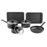 Salter BW12305EU7 6 Piece Ultra Non-Stick Cookware Kitchen Set, PFOA-Free, Induction Suitable, Including 16, 18, 20 cm Saucepans with Lids, 27 cm Frying Pan, Baking Tray & Roaster, Kitchen Essentials