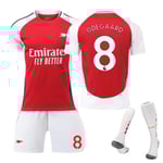 24-25 Arsenal Hemmatröja 7 Saka 8 Odegaard Barn Vuxen Set - Fotbollströja - Nr 8 med Strumpor 28(150-160cm)