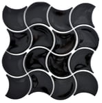 mosaik ws fan pattern uni black glossy wave 9,3x8,8x0,8