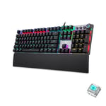 AULA F2088 108 Keys Mixed Light Mechanical Blue Switch Wired USB Gaming Keyboard with Metal Button(Black)