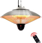 WANGXIAO Electric Hanging Heater, Ceiling Patio Heater, Indoor/Outdoor Halogen Heater, Waterproof IP34 Rated 3 Power Levels With remote control for Outdoor Garden Parasol