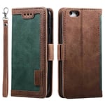 För iPhone 16e Fodral RFID-blockerande Plånboksställ Läder Telefonskal Multicolor Green